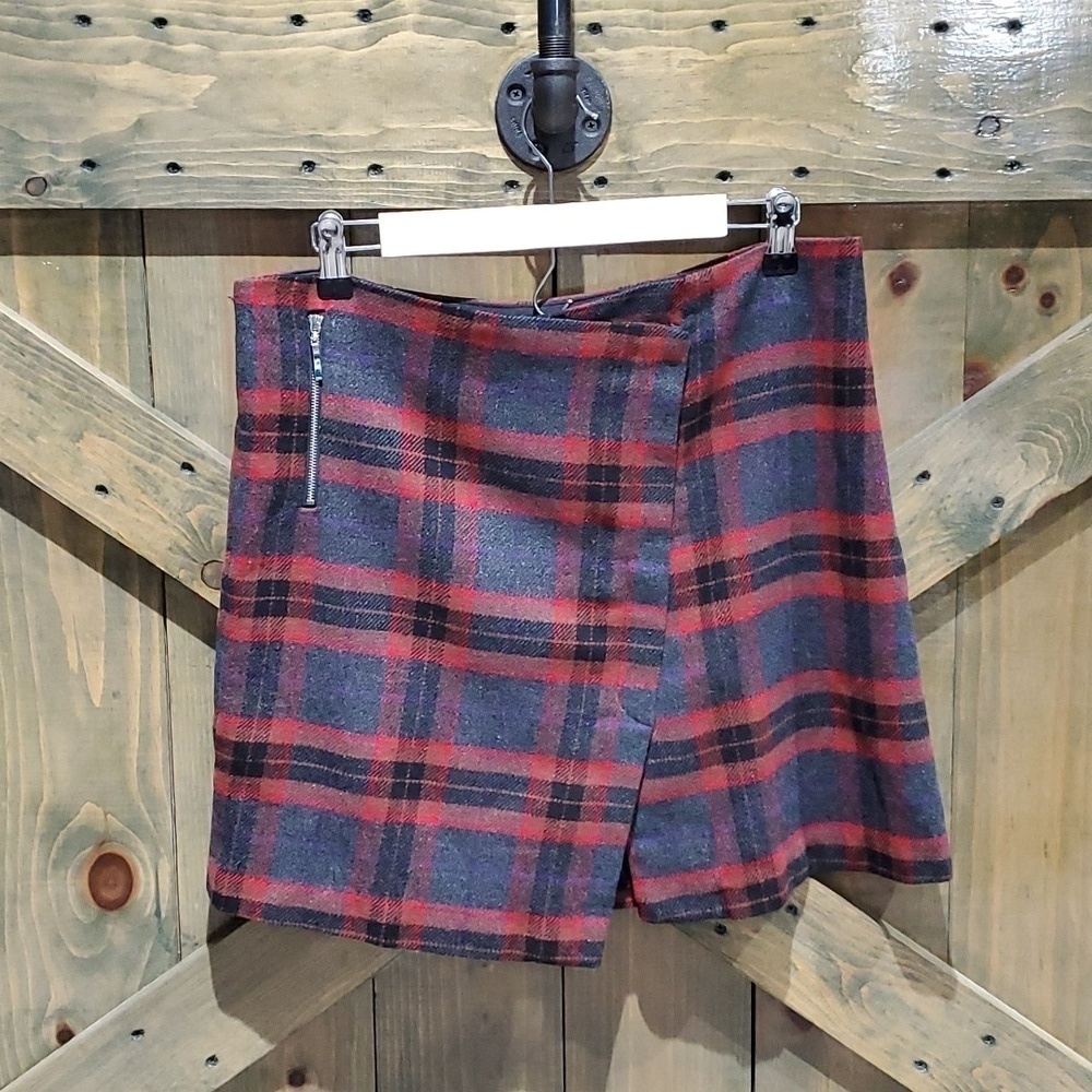 RACHEL ZOE WOOL BLEND PLAID MINI SKIRT SIZE LARGE A-LINE PREPPY